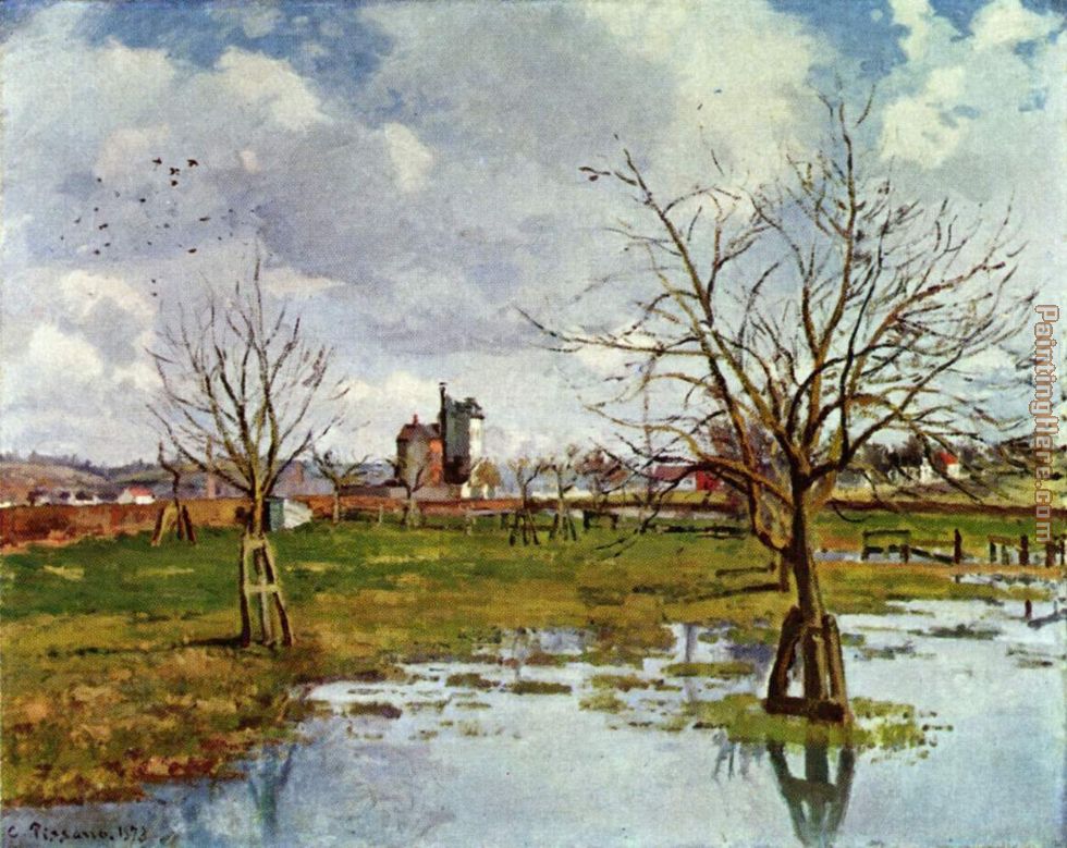 Paysage au champ inonde 1873 painting - Camille Pissarro Paysage au champ inonde 1873 art painting